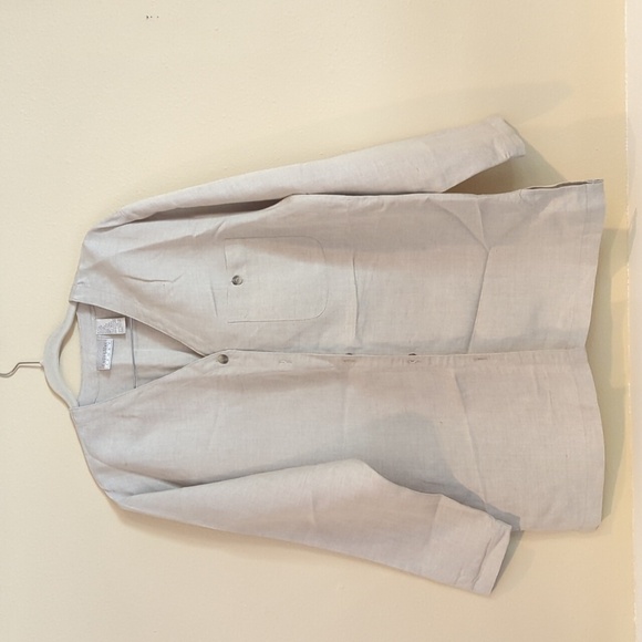 Casey & Max Sport Linen Button Down Top Large Lagenlook Minimalist Vintage - Picture 1 of 12